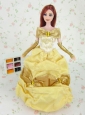 Elegant Yellow Party Clothes Fashion Dress Organza For Quinceanera Doll