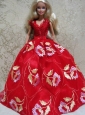 Embroidery Red Ball Gown Quinceanera Doll Dress
