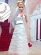 Fashion Handmade Organza Quinceanera Doll White Wedding Dress For Quinceanera Doll