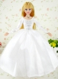 Fashion Handmade White Tulle Quinceanera Doll Wedding Dress For Quinceanera Doll