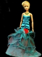 Gorgeous Teal Party Clothes Fashion Dress Sequins For Quinceanera Doll