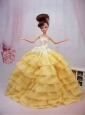 Popular Yellow Floor-length Party Clothes Fashion Dress For Quinceanera Doll