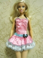 Pretty Bow Short Pink Quinceanera Doll Dress