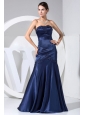 Appliques With Beading Decorate Bodice Navy Blue Floor-length Strapless Prom Dress 2013