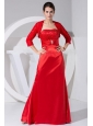 Beading and Embroidery Decorate Bodice Taffeta Red Floor-length Strapless 2013 Mother Of The Bride Dress