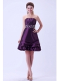 Dark Purple Beaded Prom / Homecoming Dress Knee-length