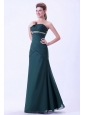 Green Prom / Evening Dress With Appliques and Ruching Chiffon