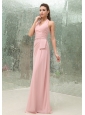 Light Pink Halter Prom Dress With Brush Train Chiffon