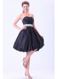 Navy Blue Prom / Cocktail Dress With Beaded Belt Knee-length