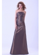 Simple Mother Of The Bride Dress Brown Strapless A-line Taffeta Floor-length