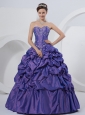 A-Line Sweetheart Embroidery Taffeta Floor-length  Quinceanera Dress Purple