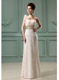 Beading Column Organza One Shoulder Floor-length Wedding Dress Champagne