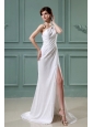 High Slit One Shoulder Empire Chiffon Brush / Sweep Prom Dress