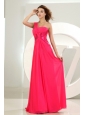One Shoulder Chiffon Hot Pink Empire Floor-length Prom Dress