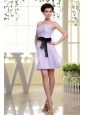 Spaghetti Straps and Sash For Short Lilac Prom Dress