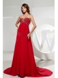 Sweetheart and Beading For Custom Made Red Prom Dress