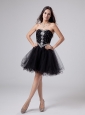Beaded and Rhinestones Sweetheart Black Prom / Cocktail Dress mini-length For Club