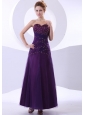 Beading Decorate Bodice Purple Ankle-length Tulle and Taffeta 2013 Prom Dress