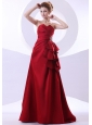 Beading Decorate Bodice Wine Red Taffeta A-line Sweetheart Neckline Floor-length 2013 Prom Dress