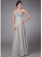 Column Sweetheart Chiffon Floor-length Beading Prom Dress Grey