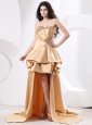 High-low Champagne Prom Dress With Beading Pick-ups and High-low