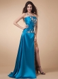 High Silt and Appliques Ruch For Custom Made Prom Dress