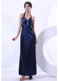 Modest Halter Navy Blue Ankle-length Beading 2013 Prom Dress