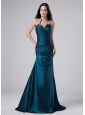 Modest Halter Turquoise Prom Dress With Appliques and Ruch With Taffeta In 2013