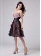 Beading A-Line Knee-length Print and Tulle Sweetheart Prom Dress