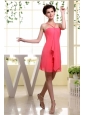 Coral Red Bridesmaid Dress With Straps Mini-length