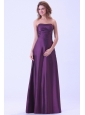 Dark Purple Bridemaid Dress A-line Strapless Floor-length For Custom Made