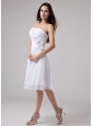 Hand Made Flowers Chiffon A-Line Strapless Knee-length Prom Dress White