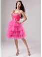 Lovely Pink Prom Dress Ruffled Layeres Sweetheart Beading and Ruch In 2013