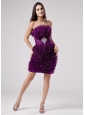 Luxurious Purple Strapless Prom Dress Ruffles Appliques With Organza