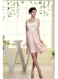 Scoop Bridesmaid Dress With White and Baby Pink Mini-length