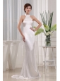 Simple Mermaid Prom Celebrity Dress White Halter  In 2013