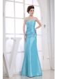 Spaghetti  Straps Aqua Blue Beading Decorate Bodice Mermaid Floor-length 2013 Prom Dress