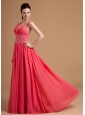 Watermelon Prom / Evening Dress With Beaded Halter Chiffon