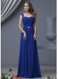Beading Decorate Bodice Straps Blue Chiffon Floor-length 2013 Prom Dress