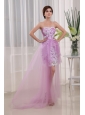 Appliques Column Strapless Lavender Tulle Brush / Sweep Prom Dress