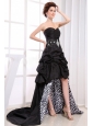 Black High-low Prom Dress With Sweetheart Beaded Pick-ups For Custom Made