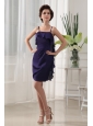 Ruffles Column Mini-length Chiffon Straps Prom Dress Purple