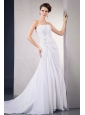2013 Wedding Dress With Appliques and Beading Ruching Court Train