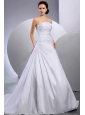 2013 Wedding Dress With Appliques and Ruching A-line Court Train