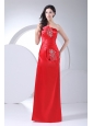 Beading Decorate Bodice Floor-length 2013 Prom Dress Strapless Red Taffeta