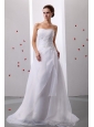 Appliques A-Line / Princess Organza Strapless Brush / Sweep Train Wedding Dress