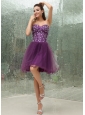 Beaded Bodice and Sweetheart For Purple Prom Dress With Mini-length