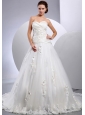 Best A-line Sweetheart 2013 Wedding Gowns With Appliques and Ruch