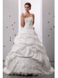 Custom Made A-line Pick-ups Sweetheart Informal Wedding Gowns With Lace and Ruch For Wedding Party