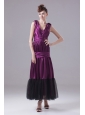 Eggplant Purple Prom Dress With Ruch and Ankle-length